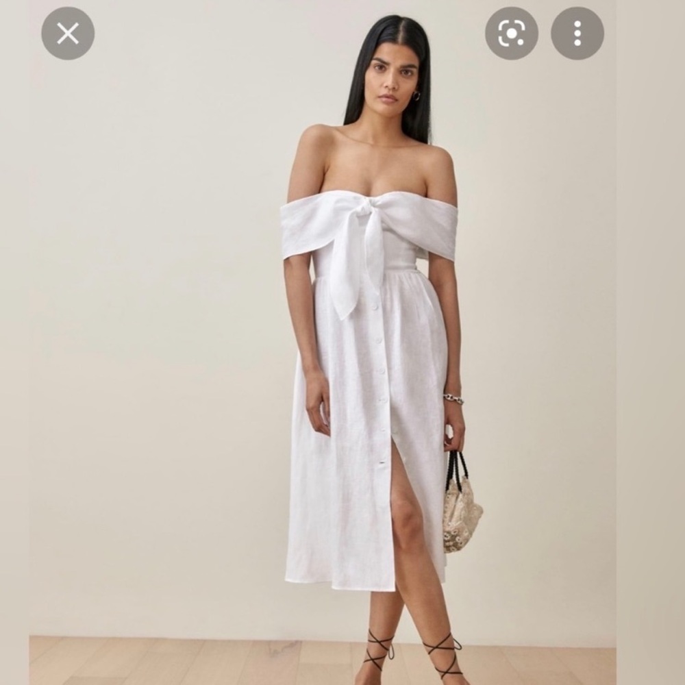 Reformation Barrington linen dress, size 4, white